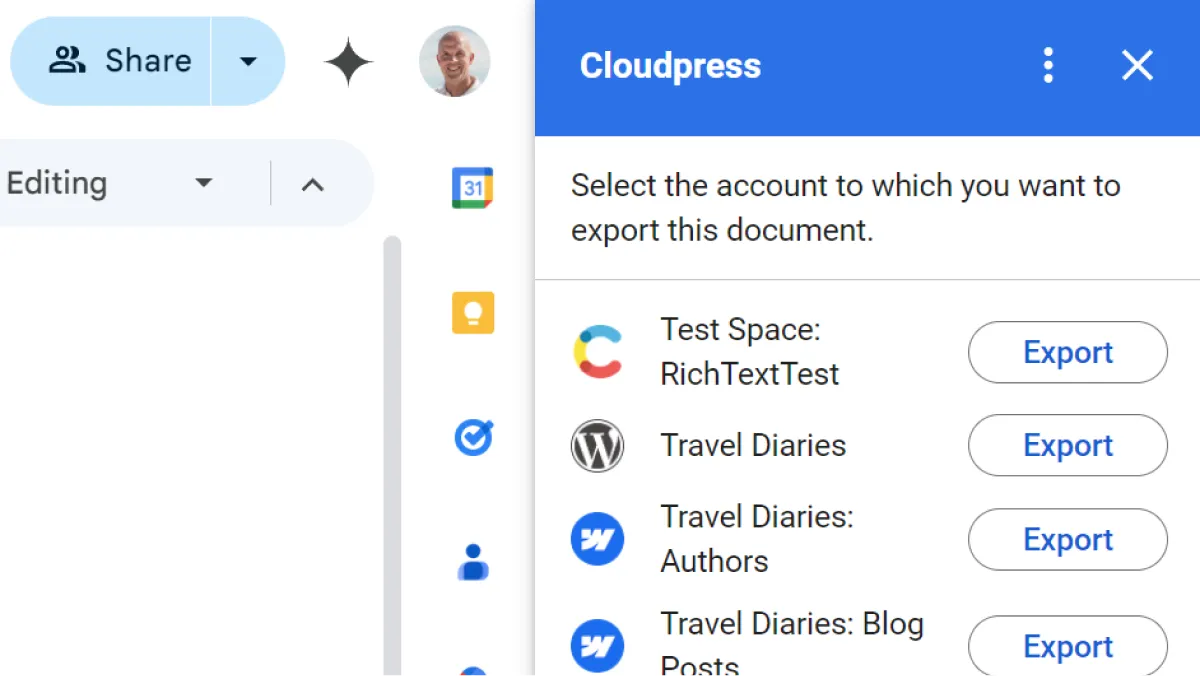 Export from Google Docs